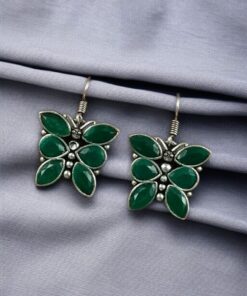 Alternative view of Oxidized Daily Wear Butterfly Hook Earrings | Stone Work Silver Plated Best Jewelry For Girls