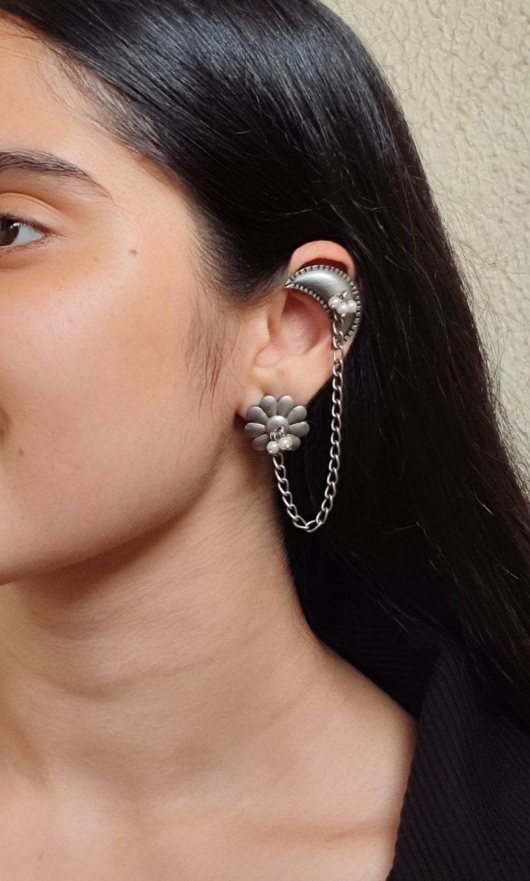 Oxidised Silver Replica Earcuff | Chain Earcuffs For Girls