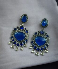 Alternative view of Affordable Oxidized Bird Silver Replica Stone Earrings | Premium Jewelry Gift For Her