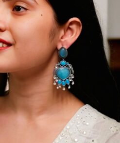 Affordable Oxidized Bird Silver Replica Stone Earrings | Premium Jewelry Gift For Her