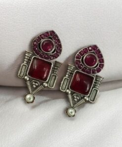 Alternative view of Fashionable Western Look Earrings | Unique Design Pearl & Monalisa Stone Jewelry for Women