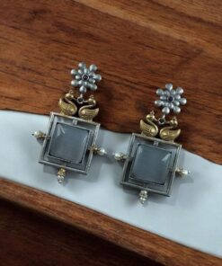 Alternative view of Lightweight Two-Tone Earrings | Western Look Monalisa Stone Best Bird Design Dangler Jewelry