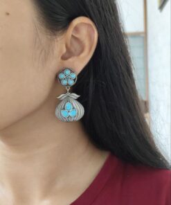 Oxidized Silver Plated Dangler Earrings | Unique Design Western Look Jewelry For Girls