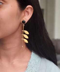 Stylish Western Look alike Leaf Earrings | Gold Plated with Monalisa Stone Beautiful Jewelry