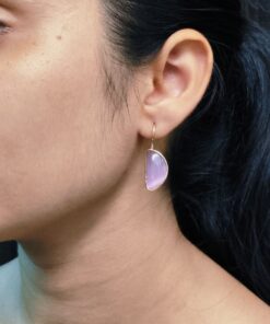 Designer Gold Plated Half Circle Earrings with Monalisa Stone | Best Hook Style Jewelry