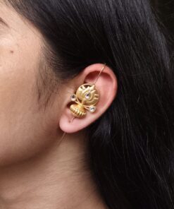 Alternative view of Adorable Gold Plated Lotus Design Earcuff | Casual & Traditional Wear Jewelry Gift For Her
