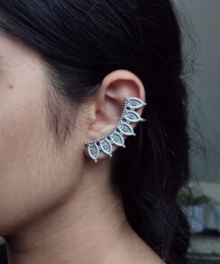 Affordable Silver Plated Earcuff | Daily Wear Ethnic Jewelry with Unique Design