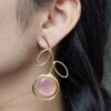 Stylish Lightweight Earrings | Gold Plated Monalisa Stone Unique Party Wear Jewelry