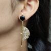 Gold Plated Half Circle Earrings | Stone Work Best Floral Art Jewelry for Ethnic & Western Look