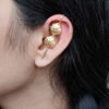 Gold Plated Flower Design Earcuff | Lightweight Daily Wear Best Jewelry for Women