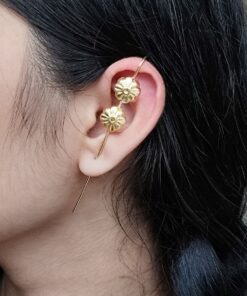 Gold Plated Flower Design Earcuff | Lightweight Daily Wear Best Jewelry for Women