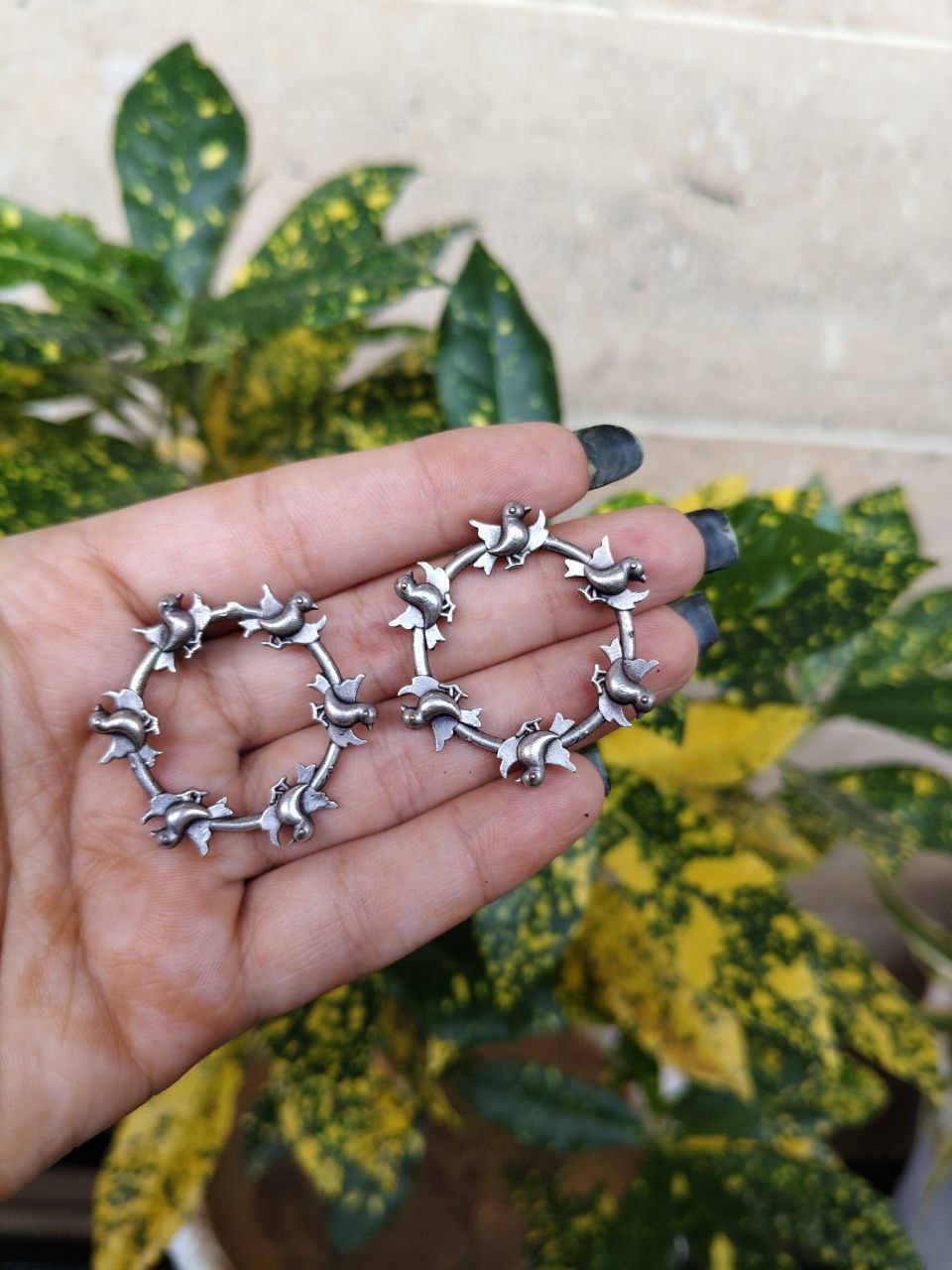 Oxidized Silver Plated Bird Stud Earrings | Ethnic Best Daily Wear Jewelry for Women - Image 3