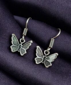 Alternative view of German Silver Dangler Butterfly Hook Earrings | Perfect for Daily Use & Casual Wear