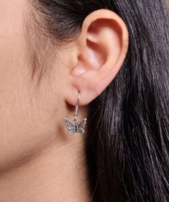 German Silver Dangler Butterfly Hook Earrings | Perfect for Daily Use & Casual Wear