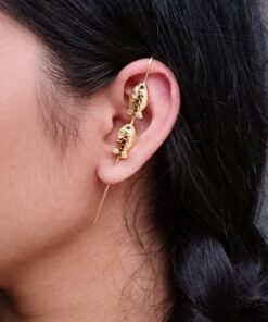 Elegant Fish Earcuff | Gold Plated Unique Jewelry for Ethnic and Western Outfits
