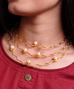 Unique Gold Plated Vintage Look Alike Stone Necklace | Adjustable Thread Ethnic Jewelry