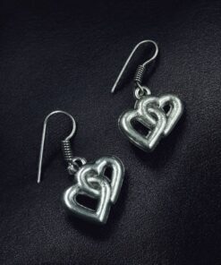 Alternative view of Trendy Oxidized Heart Earrings | German Silver Hook Dangler Perfect Gift For Her