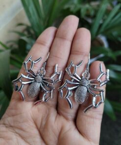 Alternative view of Unique Spider Design Earrings | Oxidized German Silver Hook Dangler Daily Wear Jewelry for Girls