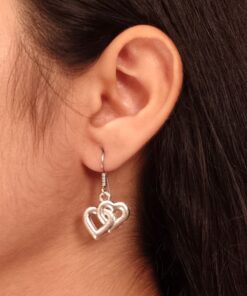 Trendy Oxidized Heart Earrings | German Silver Hook Dangler Perfect Gift For Her