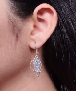 German Silver Parrot Earrings | Best Oxidized Hook Jewelry For Girls
