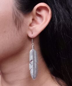 Oxidised Feather Design Earrings | German Silver Lightweight Dangler Best Jewelry for Women
