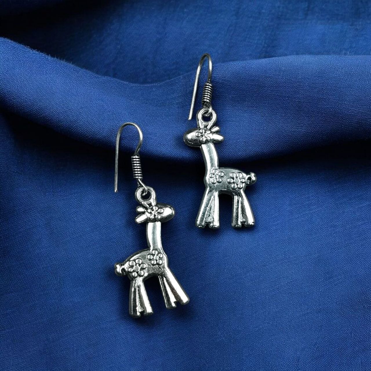 Oxidized Giraffe Design Earrings | German Silver Animal Style Dangler Special Jewelry for Girls - Image 4