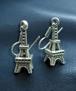 Alternative view of Unique Eiffel Tower Hook Earrings | German Silver Party Wear Dangler Earring
