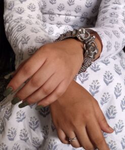 Alternative view of Ethnic Elephant Kada | Adjustable Silver Replica Openable Stone Work Bangle Perfect Gift For Girls