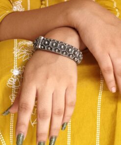 Alternative view of Antique Look Oxidised Kada Bracelet For Girls | Best Silver Replica Bangle