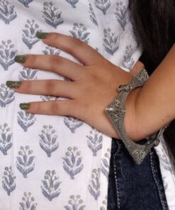 Alternative view of Silver Replica Bangles / Kada for Girls | Oxidized Openable Bracelet