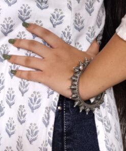 Alternative view of Silver Look alike Bangles / Kada for Girls | Oxidized Openable Bracelet