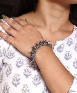 Silver Look alike Bangles / Kada for Girls | Oxidized Openable Bracelet