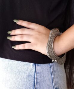 Alternative view of Ancient Look Floral Bracelet | Square Shape Kada / Bangle For Girls