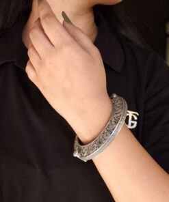 Traditional Floral Art Bracelet | Oxidized Openable Bangles | Best Kada Designs