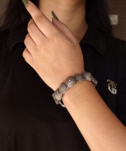 Antique Design Oxidised Bracelets | Free Size Kada / Bangles For Girls