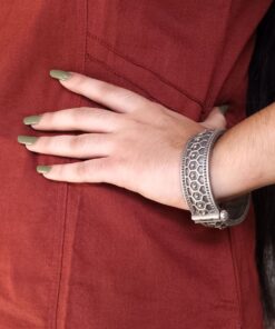 Alternative view of Silver Replica Oxidized Bangles | Affordable Openable Kada for Traditional Wear