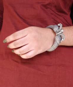 Alternative view of Oxidized Best Peacock Design Bangle | Traditional Silver Replica Ethnic Kada Jewelry