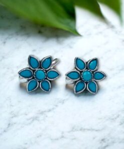 Alternative view of Traditional Flower Design Toe Ring | Oxidized Stone Work Best Jewelry