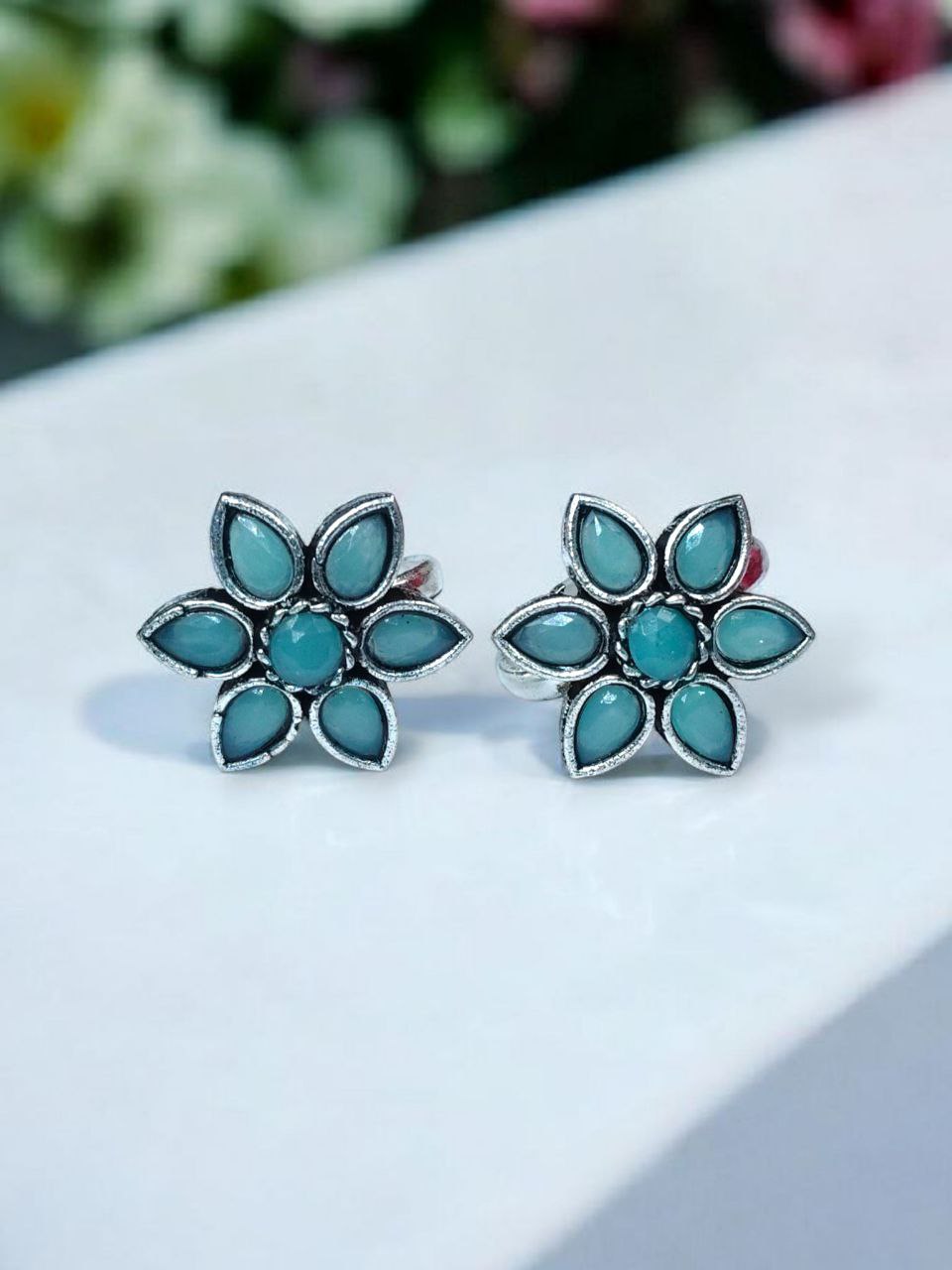 Traditional Flower Design Toe Ring | Oxidized Stone Work Best Jewelry - Image 8