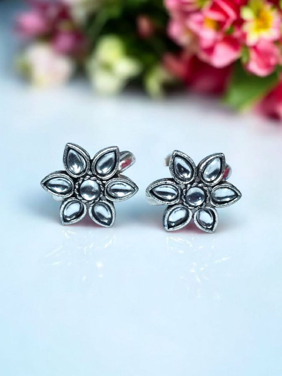 Traditional Flower Design Toe Ring | Oxidized Stone Work Best Jewelry - Image 9
