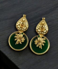 Alternative view of Gold Plated Floral Art Bird Stud Earrings | Monalisa Stone Ethnic Western Look Perfect Jewelry For Women