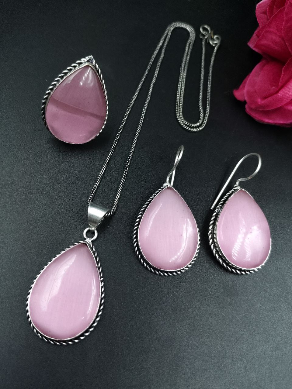 Elegant Drop Stone Necklace (Combo set) | Oxidized Ethnic Chain Beautiful Jewelry for Women - Image 9