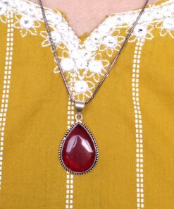 Alternative view of Elegant Drop Stone Necklace (Combo set) | Oxidized Ethnic Chain Beautiful Jewelry for Women