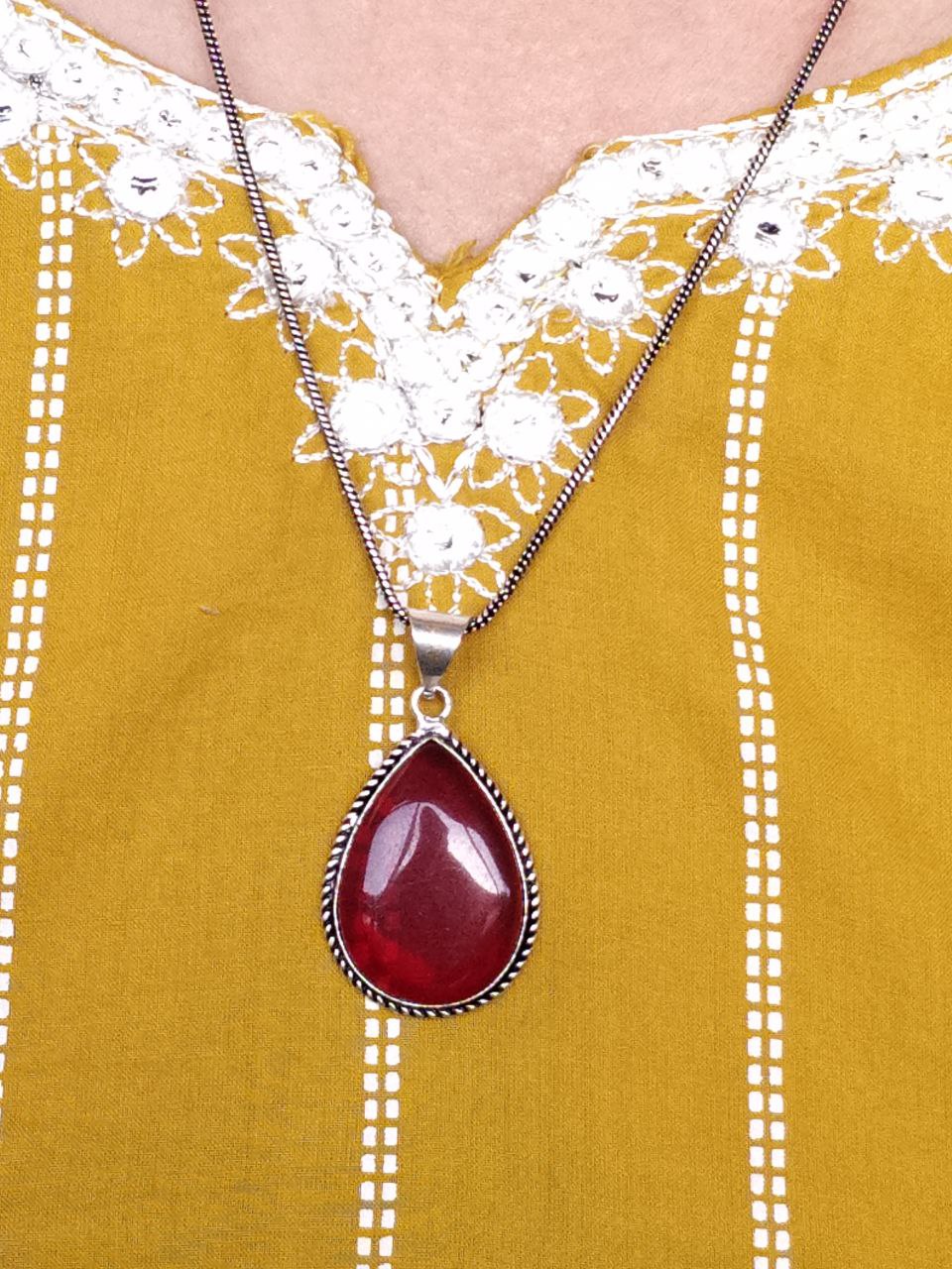 Elegant Drop Stone Necklace (Combo set) | Oxidized Ethnic Chain Beautiful Jewelry for Women - Image 2