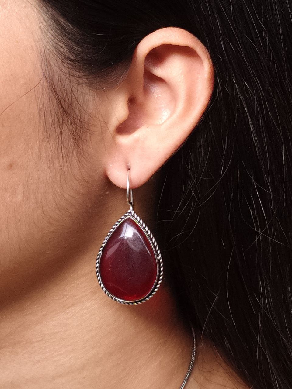 Elegant Drop Stone Necklace (Combo set) | Oxidized Ethnic Chain Beautiful Jewelry for Women - Image 7