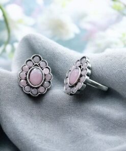 Alternative view of Stylish Oxidized Toe Ring | Silver Replica Ethnic Stone Work Amazing Jewelry for Women