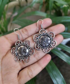 Alternative view of Handmade German Silver Unique Dangler Earrings | Elegant Hook Style Jewelry for Women