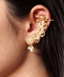 Handcrafted Gold Plated Floral Art Earcuff | Ethnic Statement Amazing Jewelry for Women