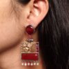 Designer Beautiful Two-Tone Peacock Earrings | Monalisa Stone & Pearl Work Dangler Jewelry