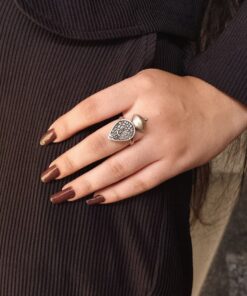 Alternative view of Adjustable Silver Plated Ring | Vintage Look alike Statement Jewelry for Women